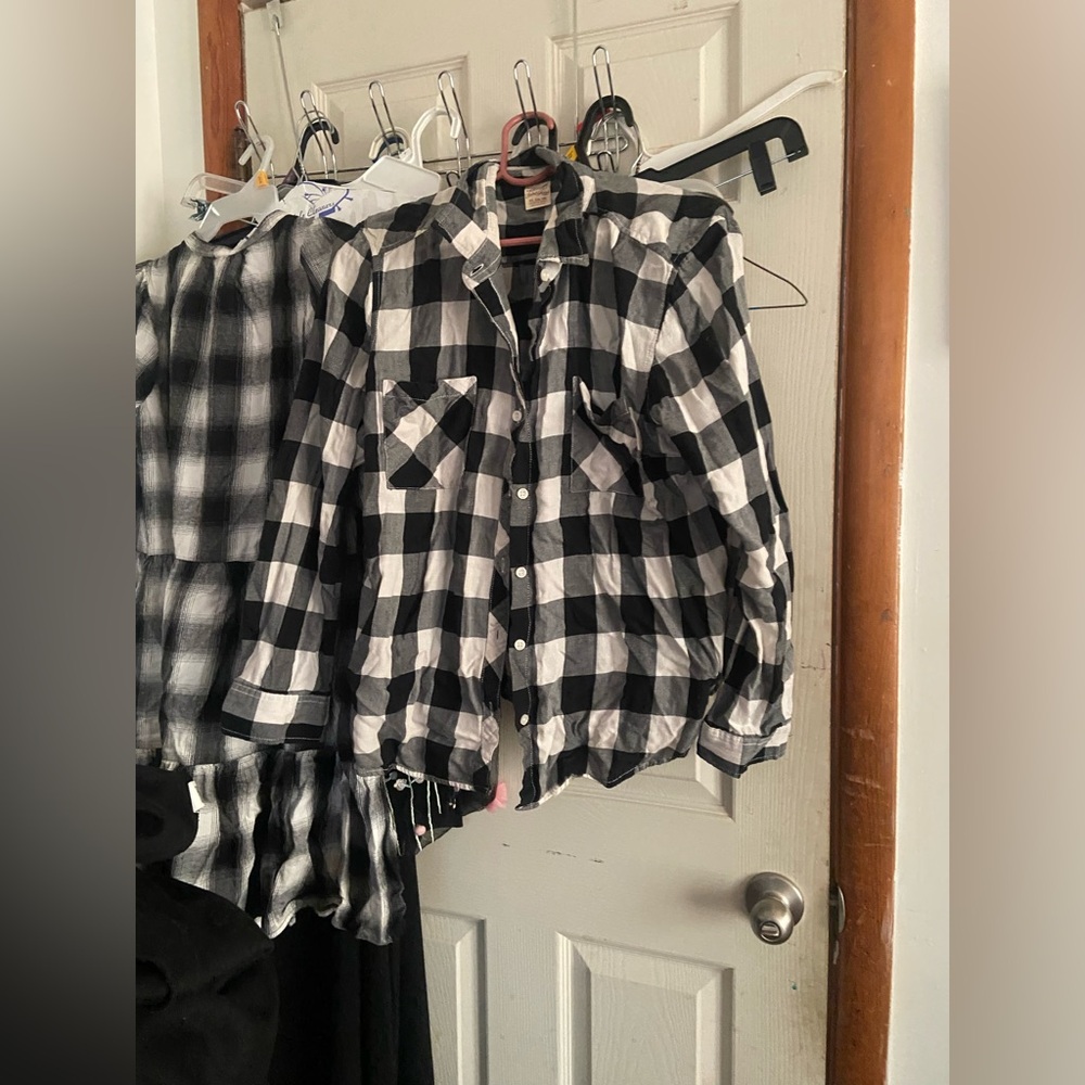 Black and White Checkered Button-Up Shirt